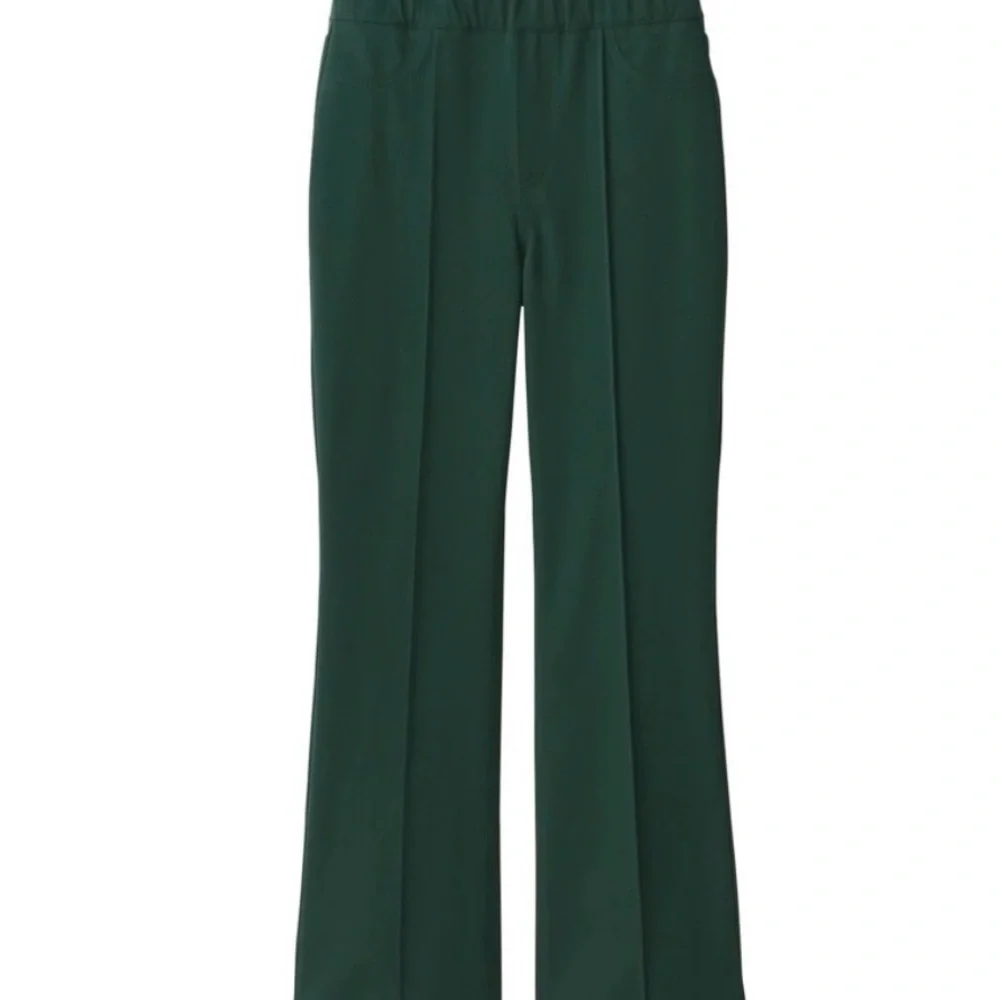 MUJI Women's Stretch Pintuck Flared Legging Pants - Picture 5 of 6